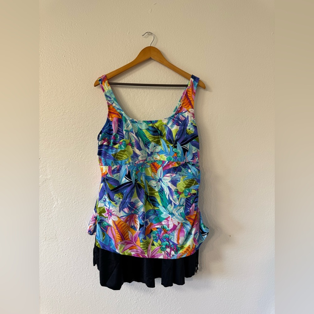 Tropical Floral Women's Swim Dress, Size 22W